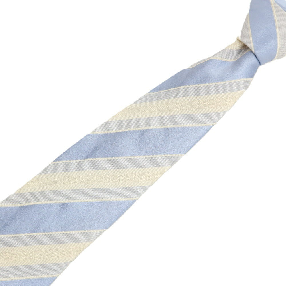 【中古】キートン Kiton シルク ストライプ柄ネクタイ ホワイトxライトブルー【 状態ランクC 】【 メンズ 】