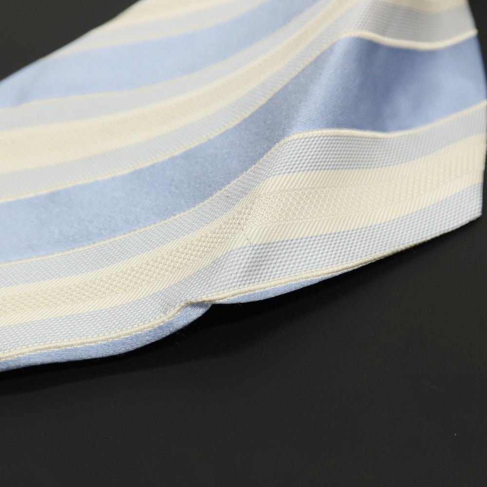 【中古】キートン Kiton シルク ストライプ柄ネクタイ ホワイトxライトブルー【 状態ランクC 】【 メンズ 】