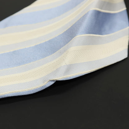 【中古】キートン Kiton シルク ストライプ柄ネクタイ ホワイトxライトブルー【 状態ランクC 】【 メンズ 】