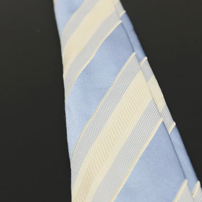 【中古】キートン Kiton シルク ストライプ柄ネクタイ ホワイトxライトブルー【 状態ランクC 】【 メンズ 】