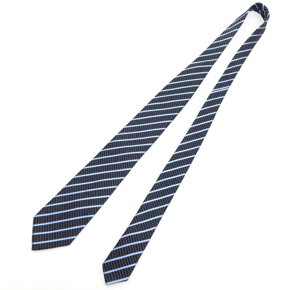 【中古】エルメネジルドゼニア Ermenegildo Zegna シルク ストライプ柄ネクタイ ネイビー【 状態ランクA 】【 メンズ 】