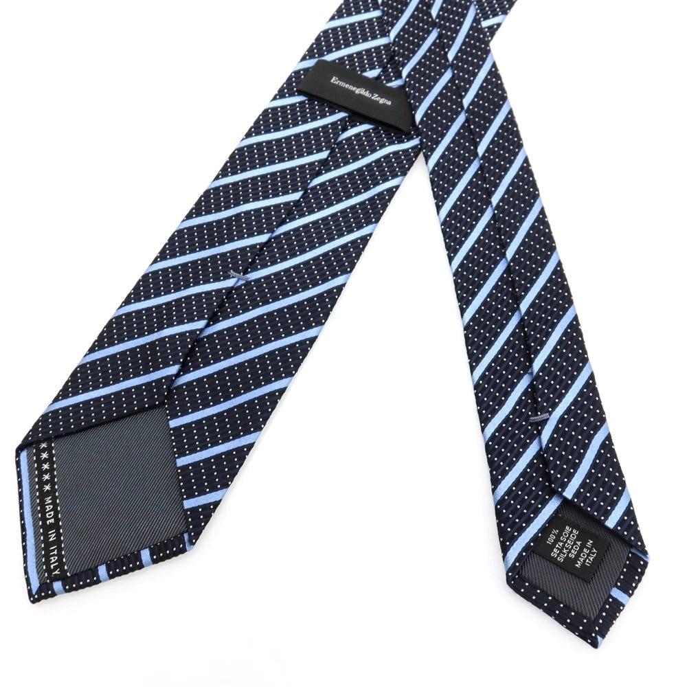 【中古】エルメネジルドゼニア Ermenegildo Zegna シルク ストライプ柄ネクタイ ネイビー【 状態ランクA 】【 メンズ 】