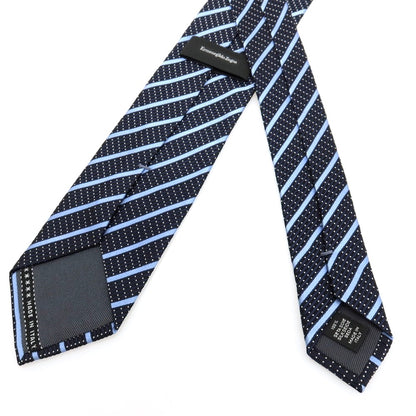 【中古】エルメネジルドゼニア Ermenegildo Zegna シルク ストライプ柄ネクタイ ネイビー【 状態ランクA 】【 メンズ 】