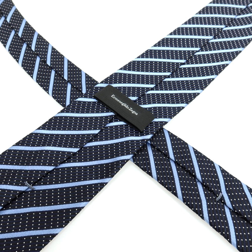【中古】エルメネジルドゼニア Ermenegildo Zegna シルク ストライプ柄ネクタイ ネイビー【 状態ランクA 】【 メンズ 】