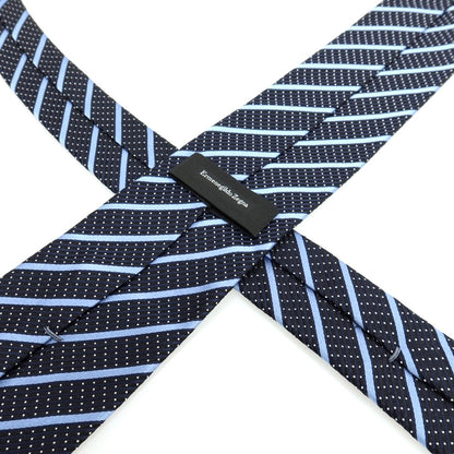 【中古】エルメネジルドゼニア Ermenegildo Zegna シルク ストライプ柄ネクタイ ネイビー【 状態ランクA 】【 メンズ 】