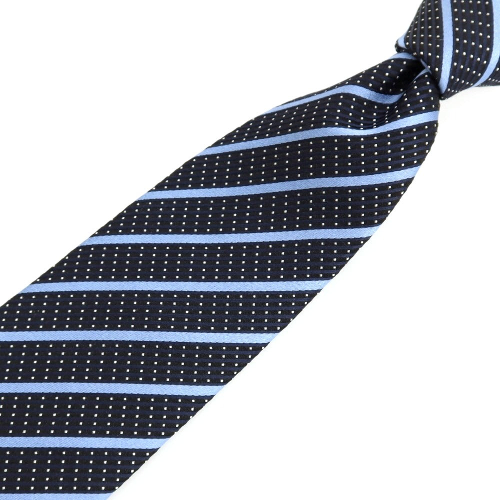 【中古】エルメネジルドゼニア Ermenegildo Zegna シルク ストライプ柄ネクタイ ネイビー【 状態ランクA 】【 メンズ 】