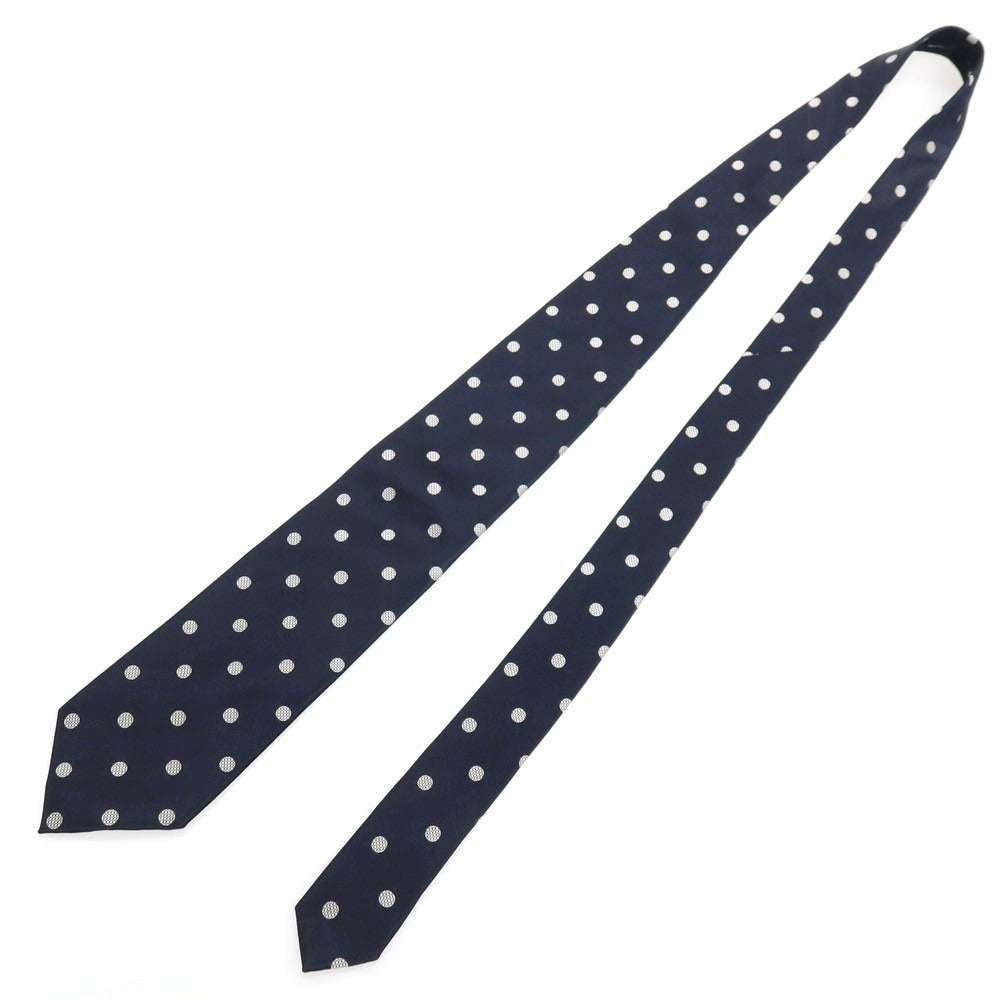 【中古】エルメネジルドゼニア Ermenegildo Zegna シルク ドット柄ネクタイ ダークネイビー【 状態ランクB 】【 メンズ 】