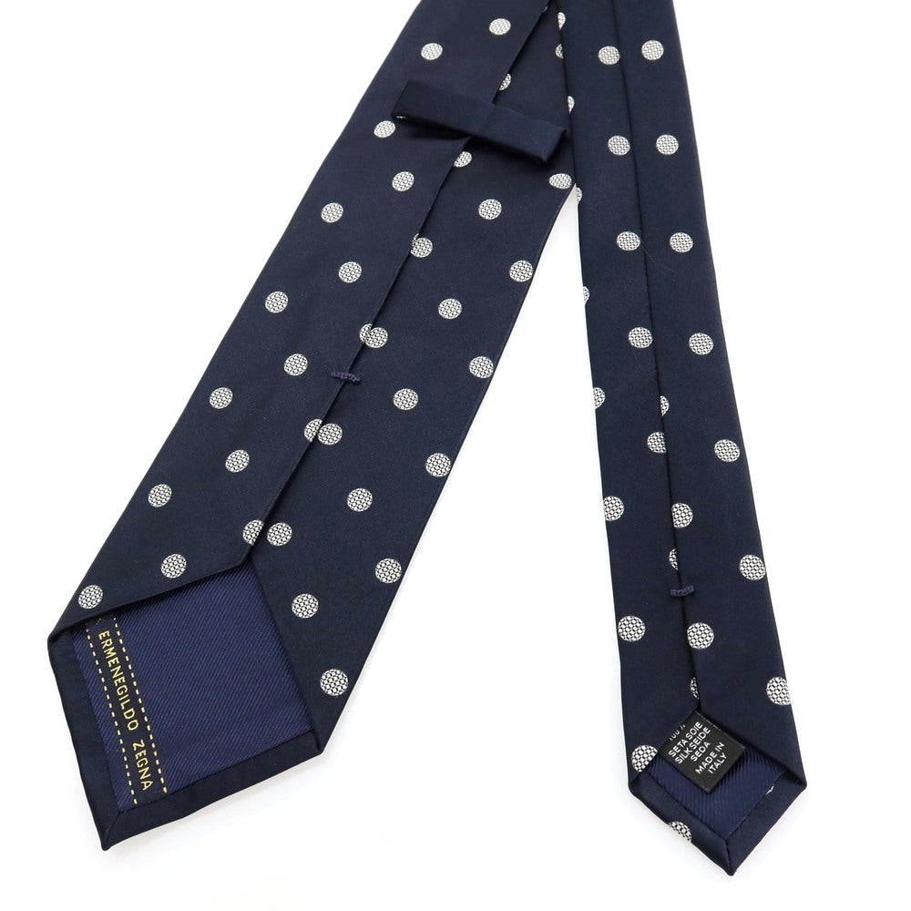 【中古】エルメネジルドゼニア Ermenegildo Zegna シルク ドット柄ネクタイ ダークネイビー【 状態ランクB 】【 メンズ 】