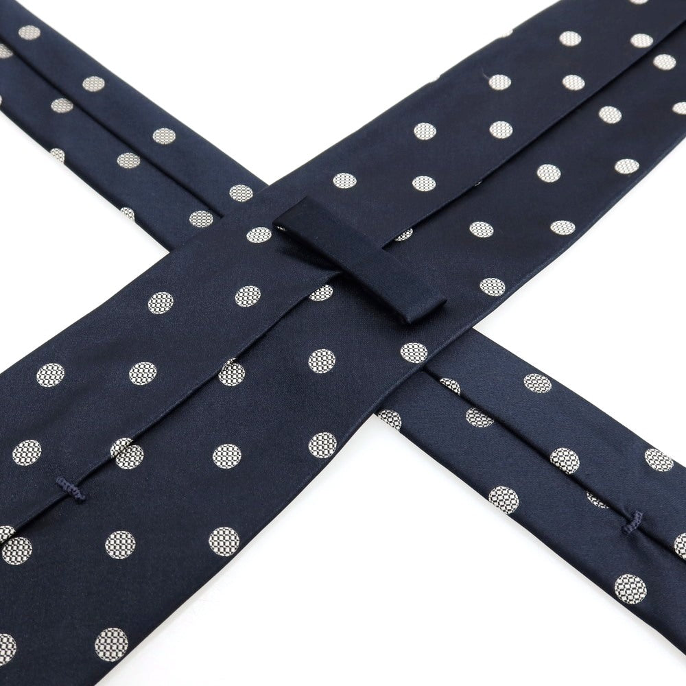 【中古】エルメネジルドゼニア Ermenegildo Zegna シルク ドット柄ネクタイ ダークネイビー【 状態ランクB 】【 メンズ 】