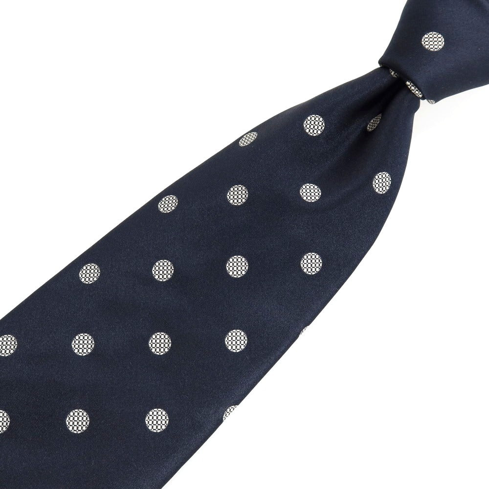 【中古】エルメネジルドゼニア Ermenegildo Zegna シルク ドット柄ネクタイ ダークネイビー【 状態ランクB 】【 メンズ 】