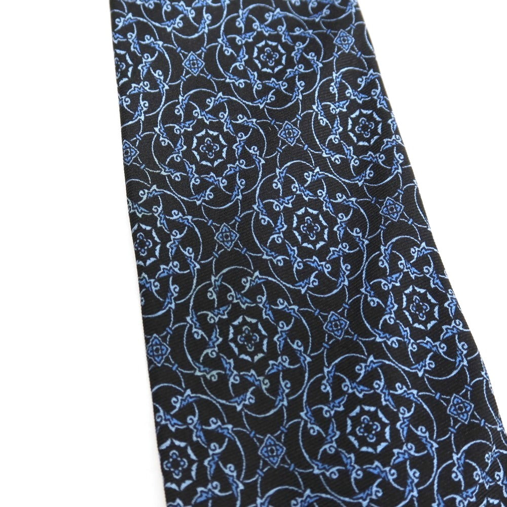 【中古】ステファノリッチ STEFANO RICCI シルク プリント ネクタイ ブラックxブルー系【 状態ランクC 】【 メンズ 】