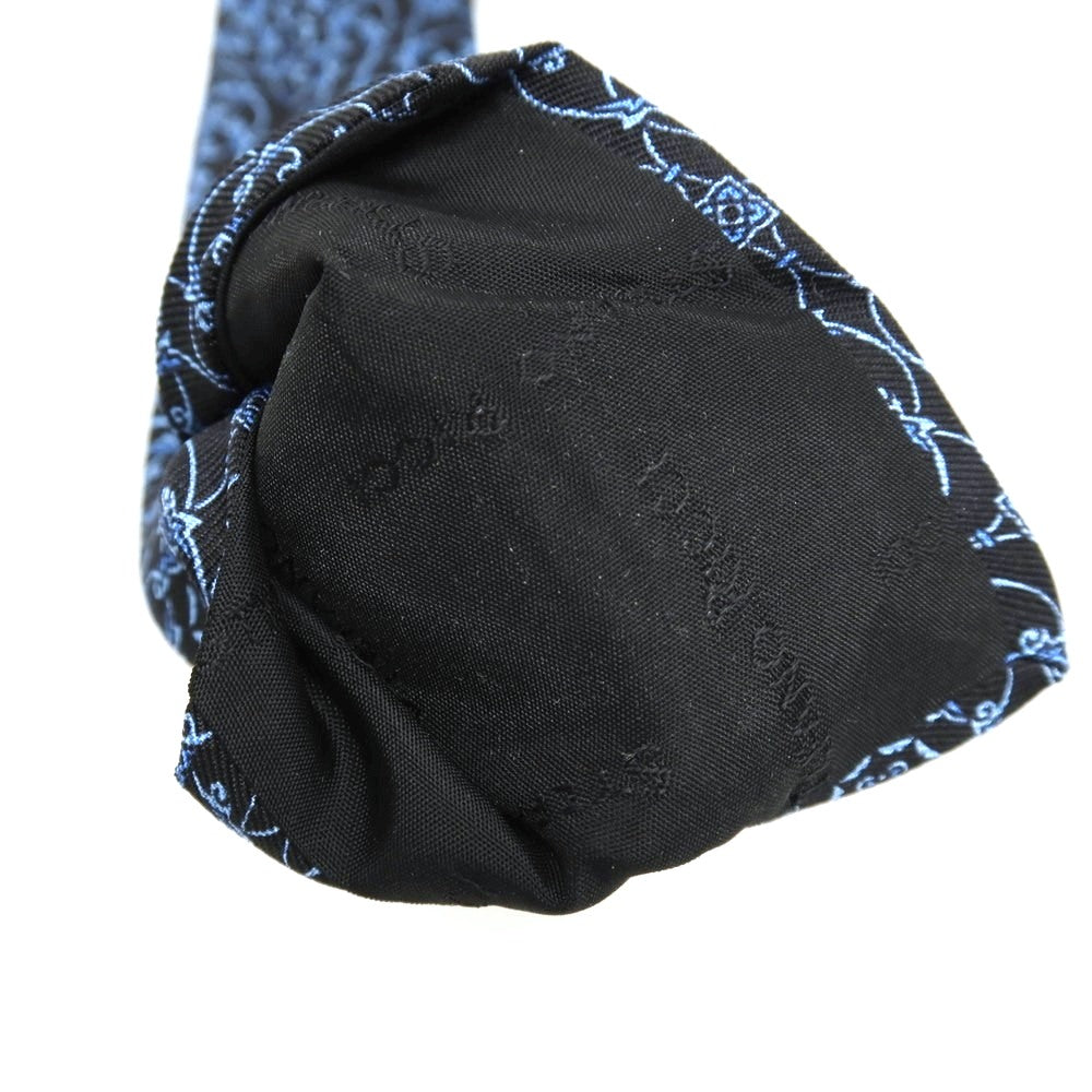 【中古】ステファノリッチ STEFANO RICCI シルク プリント ネクタイ ブラックxブルー系【 状態ランクC 】【 メンズ 】