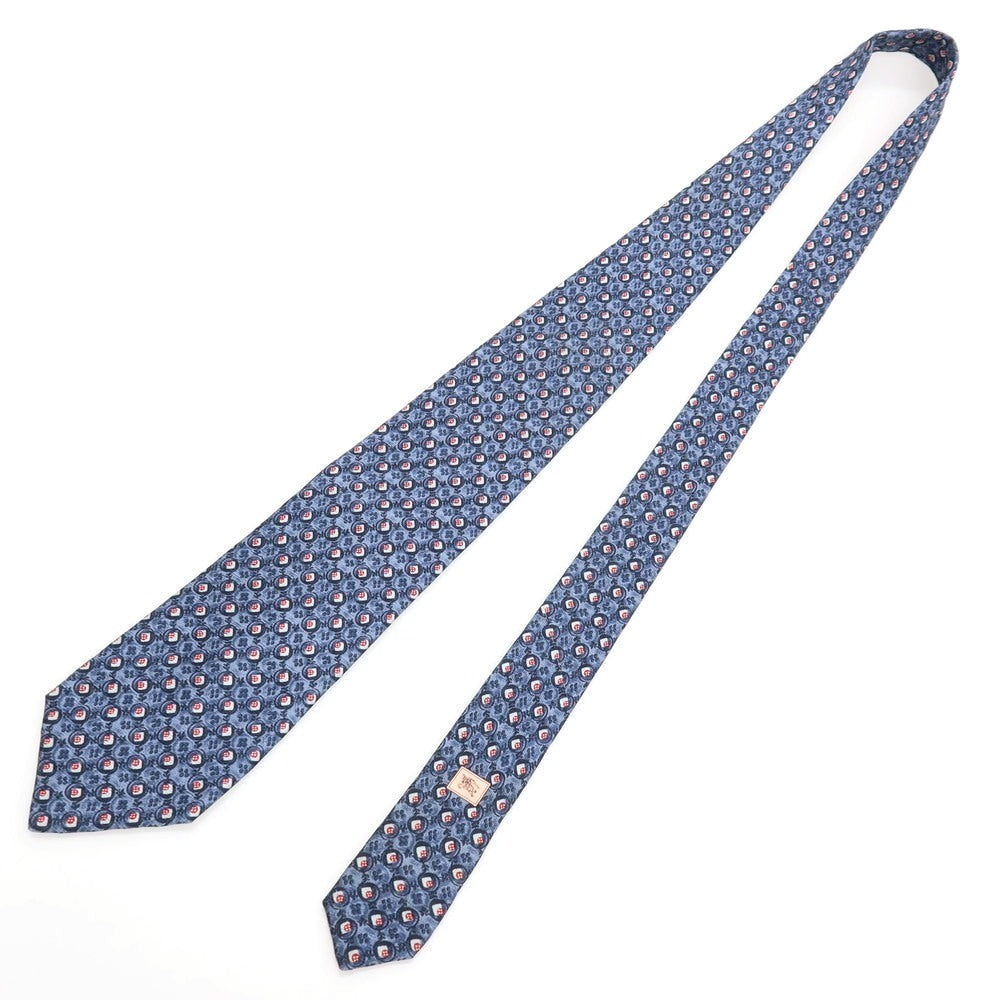 【中古】バーバリーロンドン BURBERRY LONDON シルク プリント ネクタイ ネイビー【 状態ランクB 】【 メンズ 】