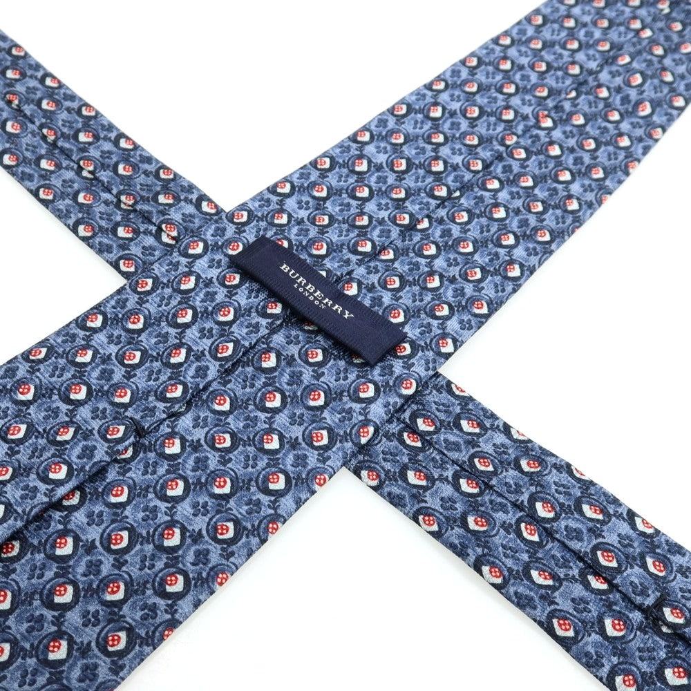 【中古】バーバリーロンドン BURBERRY LONDON シルク プリント ネクタイ ネイビー【 状態ランクB 】【 メンズ 】