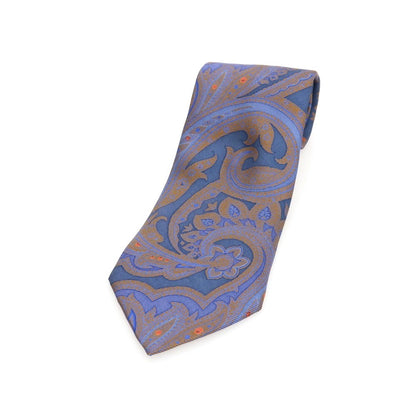 【中古】エトロ ETRO シルク プリント 更紗柄ネクタイ ネイビーxブラウン【 状態ランクB 】【 メンズ 】