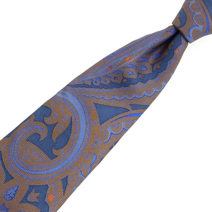 【中古】エトロ ETRO シルク プリント 更紗柄ネクタイ ネイビーxブラウン【 状態ランクB 】【 メンズ 】