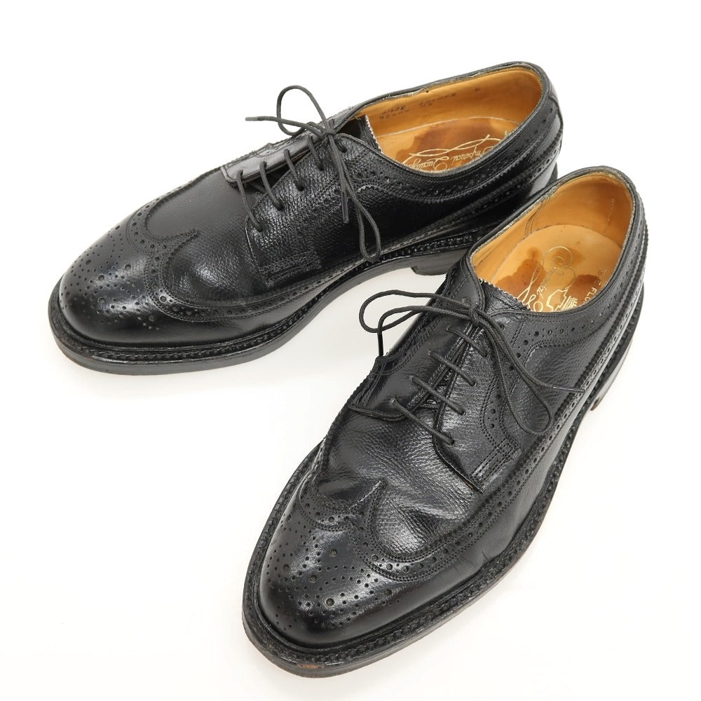 【中古】フローシャイム FLORSHEIM 80’s Kenmoor インペリアル 型押しレザー ドレスシューズ ブラック【サイズ6 1/2 EEE】【 状態ランクB 】【 メンズ 】