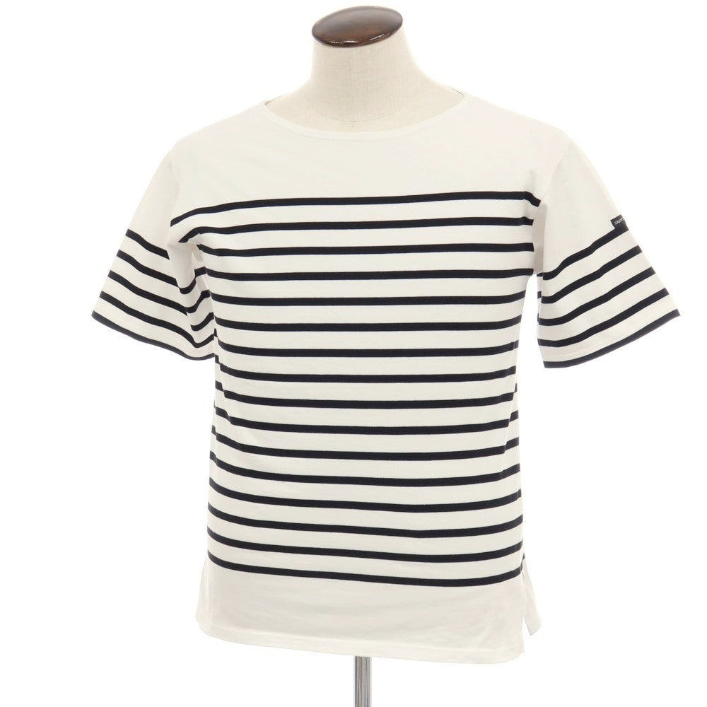 【中古】セントジェームス SAINT JAMES コットン ボーダー ボートネック 半袖Ｔシャツ ホワイトxブラック【サイズ5】【 状態ランクC 】【 メンズ 】