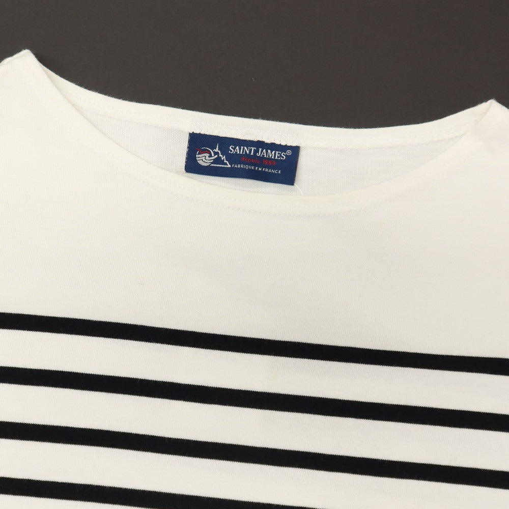 【中古】セントジェームス SAINT JAMES コットン ボーダー ボートネック 半袖Ｔシャツ ホワイトxブラック【サイズ5】【 状態ランクC 】【 メンズ 】