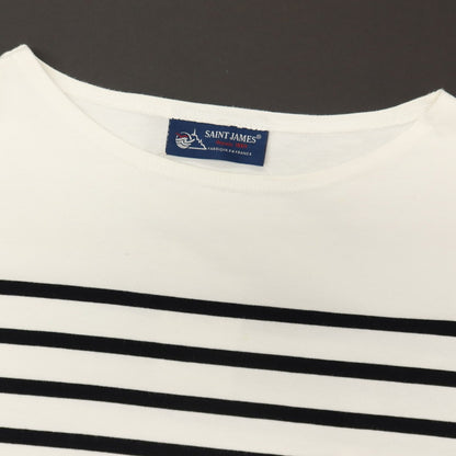 【中古】セントジェームス SAINT JAMES コットン ボーダー ボートネック 半袖Ｔシャツ ホワイトxブラック【サイズ5】【 状態ランクC 】【 メンズ 】