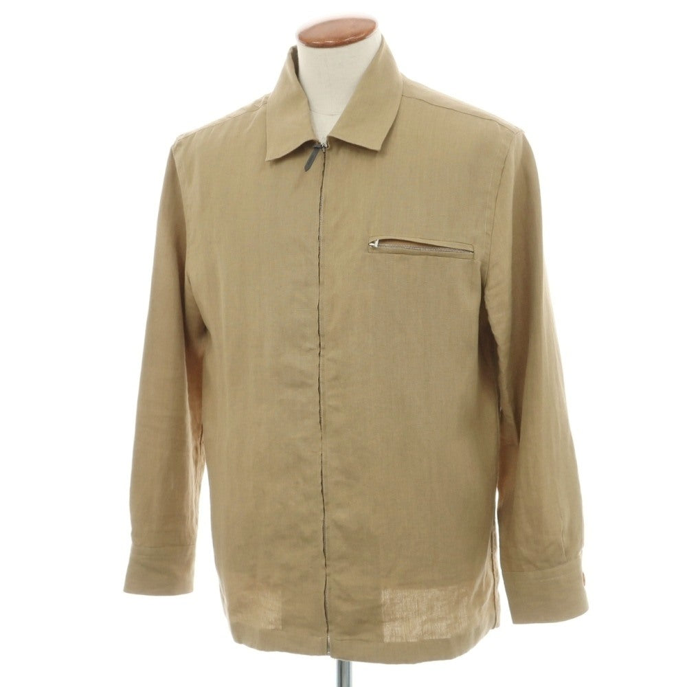 【中古】カルーゾ CARUSO リネン ジップアップブルゾン ベージュ【サイズ46】【 状態ランクB 】【 メンズ 】