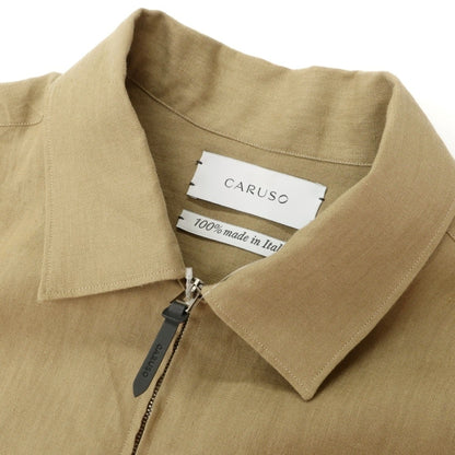 【中古】カルーゾ CARUSO リネン ジップアップブルゾン ベージュ【サイズ46】【 状態ランクB 】【 メンズ 】