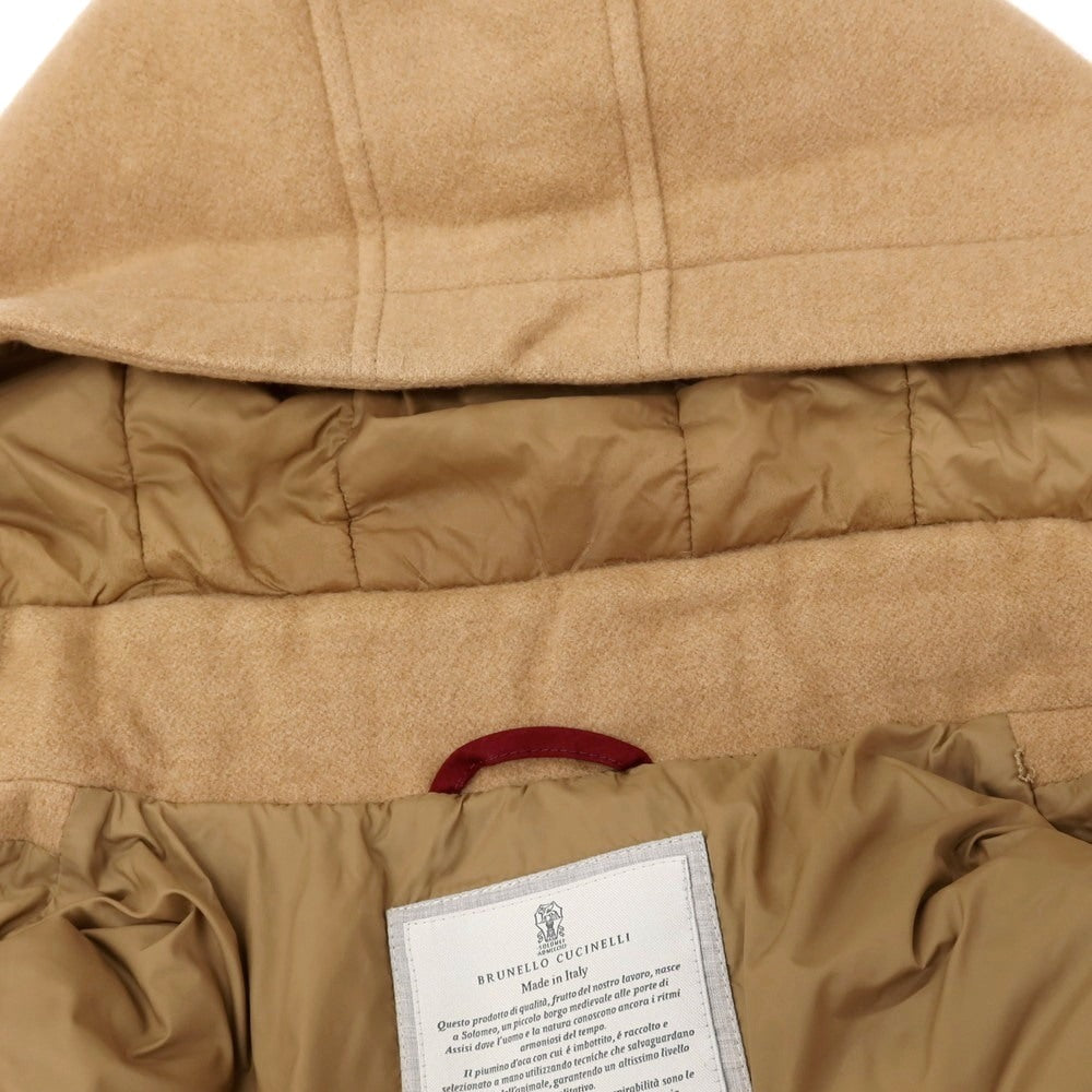 【中古】ブルネロクチネリ Brunello Cucinelli ナイロン×カシミヤ レイヤードデザイン フーデッド ダウンベスト グレーxベージュ【サイズM】【 状態ランクB 】【 メンズ 】
