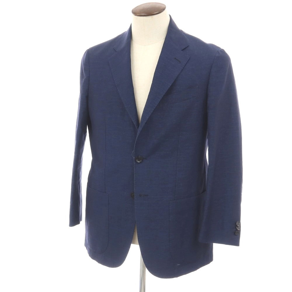 【中古】サルトリア ラトーレ SARTORIA LATORRE ウールリネン 3B テーラードジャケット ネイビー【サイズ50 Drop8R】【 状態ランクB 】【 メンズ 】