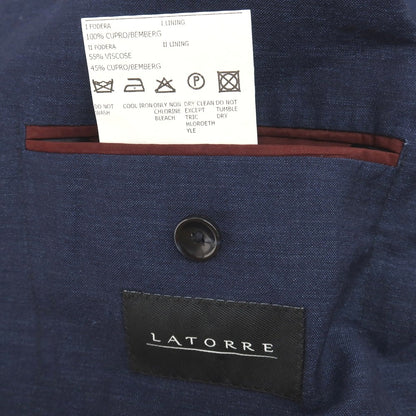 【中古】サルトリア ラトーレ SARTORIA LATORRE ウールリネン 3B テーラードジャケット ネイビー【サイズ50 Drop8R】【 状態ランクB 】【 メンズ 】