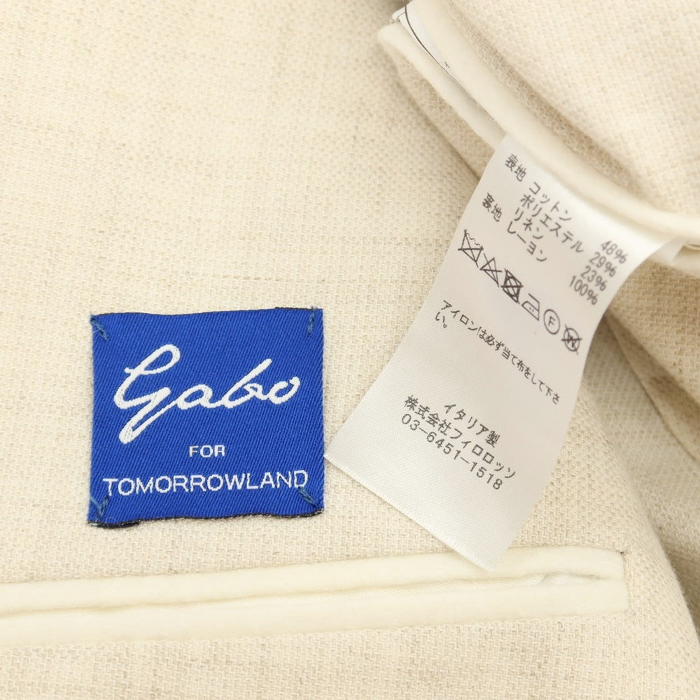 【中古】ジアーボ ガボ Gabo TOMORROWLAND別注 VULCANO コットンポリエステルリネン 2B テーラードジャケット アイボリー【サイズ48 Drop7】【 状態ランクC 】【 メンズ 】