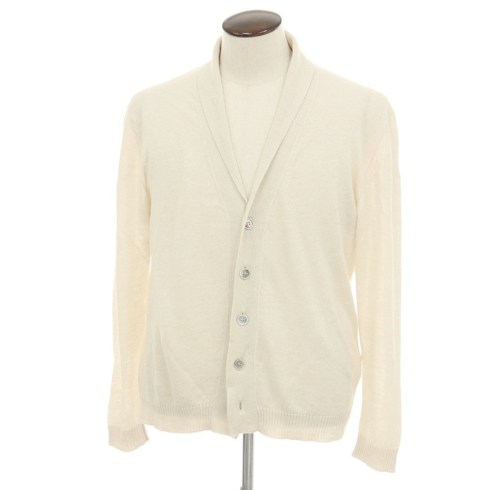 【中古】セッテフィーリ カシミア Settefili Cashmere ハイゲージ リネンコットン ショールカラー ニット カーディガン ライトベージュ【サイズ50/M】【 状態ランクB 】【 メンズ 】