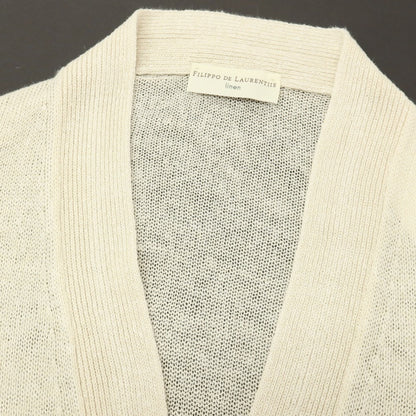 【中古】セッテフィーリ カシミア Settefili Cashmere リネンシルク ニット カーディガン ライトベージュxホワイト【サイズ48】【 状態ランクB 】【 メンズ 】