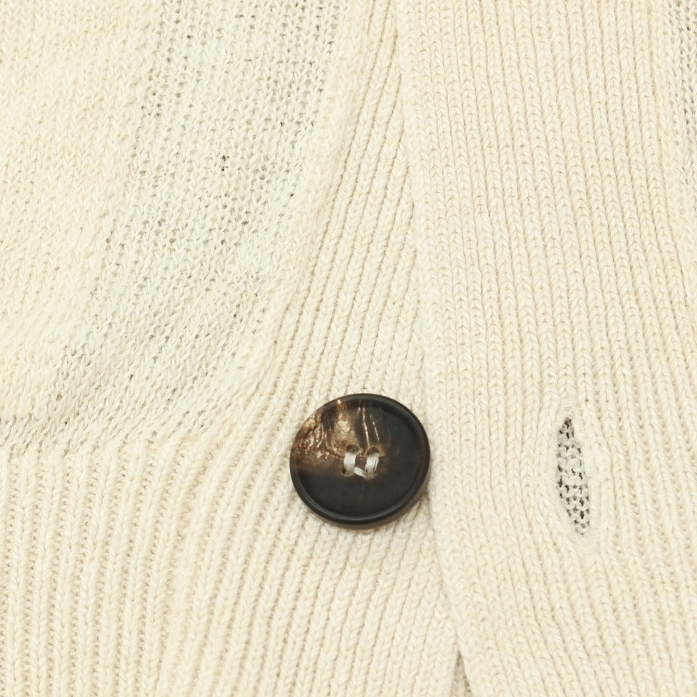【中古】セッテフィーリ カシミア Settefili Cashmere リネンシルク ニット カーディガン ライトベージュxホワイト【サイズ48】【 状態ランクB 】【 メンズ 】