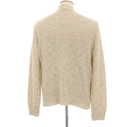 【中古】セッテフィーリ カシミア Settefili Cashmere リネンコットン ニット カーディガン ダークベージュxホワイト【サイズ48/S】【 状態ランクB 】【 メンズ 】