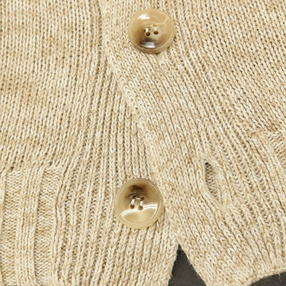 【中古】セッテフィーリ カシミア Settefili Cashmere リネンコットン ニット カーディガン ダークベージュxホワイト【サイズ48/S】【 状態ランクB 】【 メンズ 】