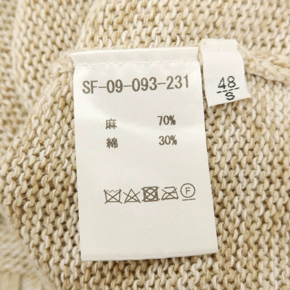 【中古】セッテフィーリ カシミア Settefili Cashmere リネンコットン ニット カーディガン ダークベージュxホワイト【サイズ48/S】【 状態ランクB 】【 メンズ 】