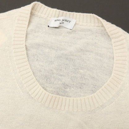 【中古】リングヂャケット RING JACKET リネンコットン クルーネック 半袖 プルオーバーニット アイボリー【サイズ3】【 状態ランクB 】【 メンズ 】