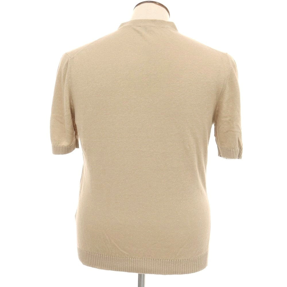 【中古】リングヂャケット RING JACKET リネンコットン ヘンリーネック 半袖 プルオーバーニット ダークベージュ【サイズ3】【 状態ランクB 】【 メンズ 】