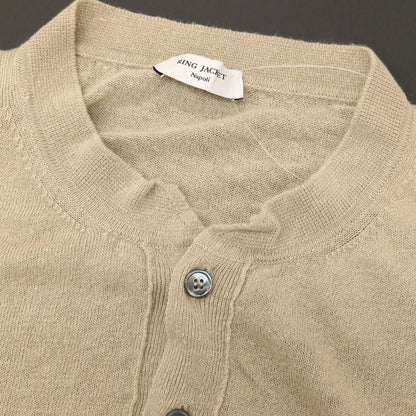 【中古】リングヂャケット RING JACKET リネンコットン ヘンリーネック 半袖 プルオーバーニット ダークベージュ【サイズ3】【 状態ランクB 】【 メンズ 】