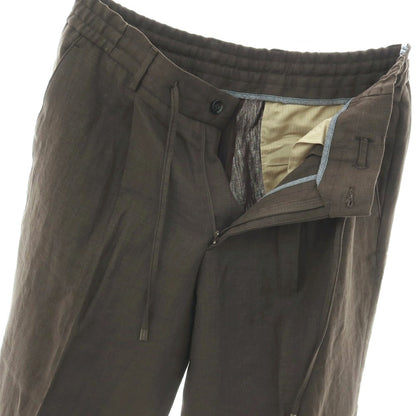 【中古】【未使用】ベルウィッチ BERWICH リネン イージーカジュアルスラックスパンツ ダークブラウン【サイズ48】【 状態ランクS 】【 メンズ 】