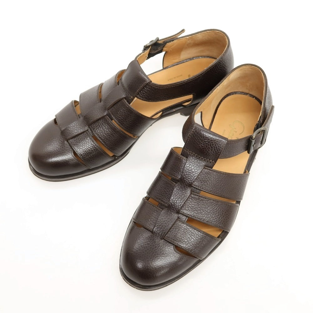 【中古】フラテッリジャコメッティ F.LLI Giacometti グレインレザー サンダル ダークブラウン【サイズ39.5】【 状態ランクA 】【 メンズ 】