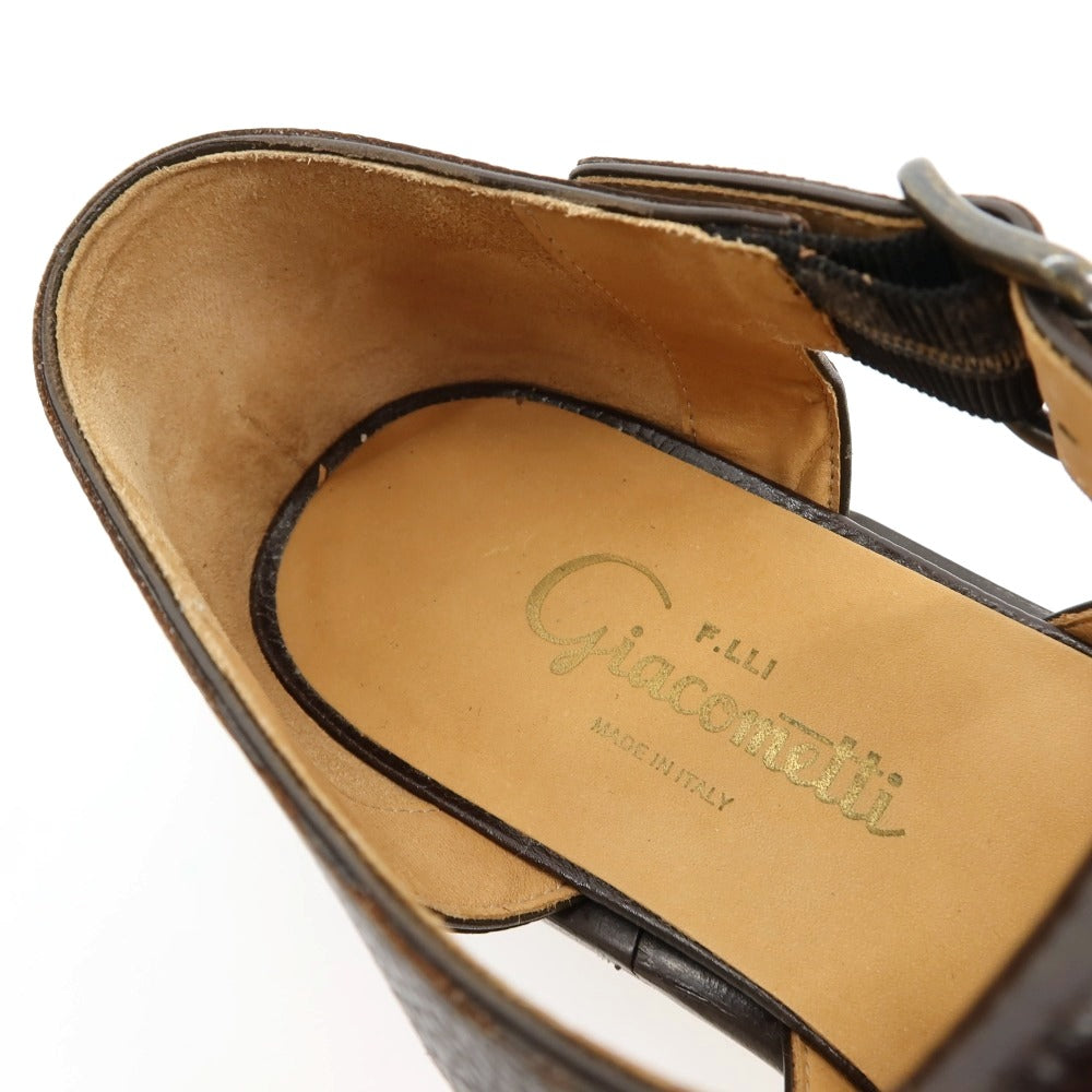 【中古】フラテッリジャコメッティ F.LLI Giacometti グレインレザー サンダル ダークブラウン【サイズ39.5】【 状態ランクA 】【 メンズ 】