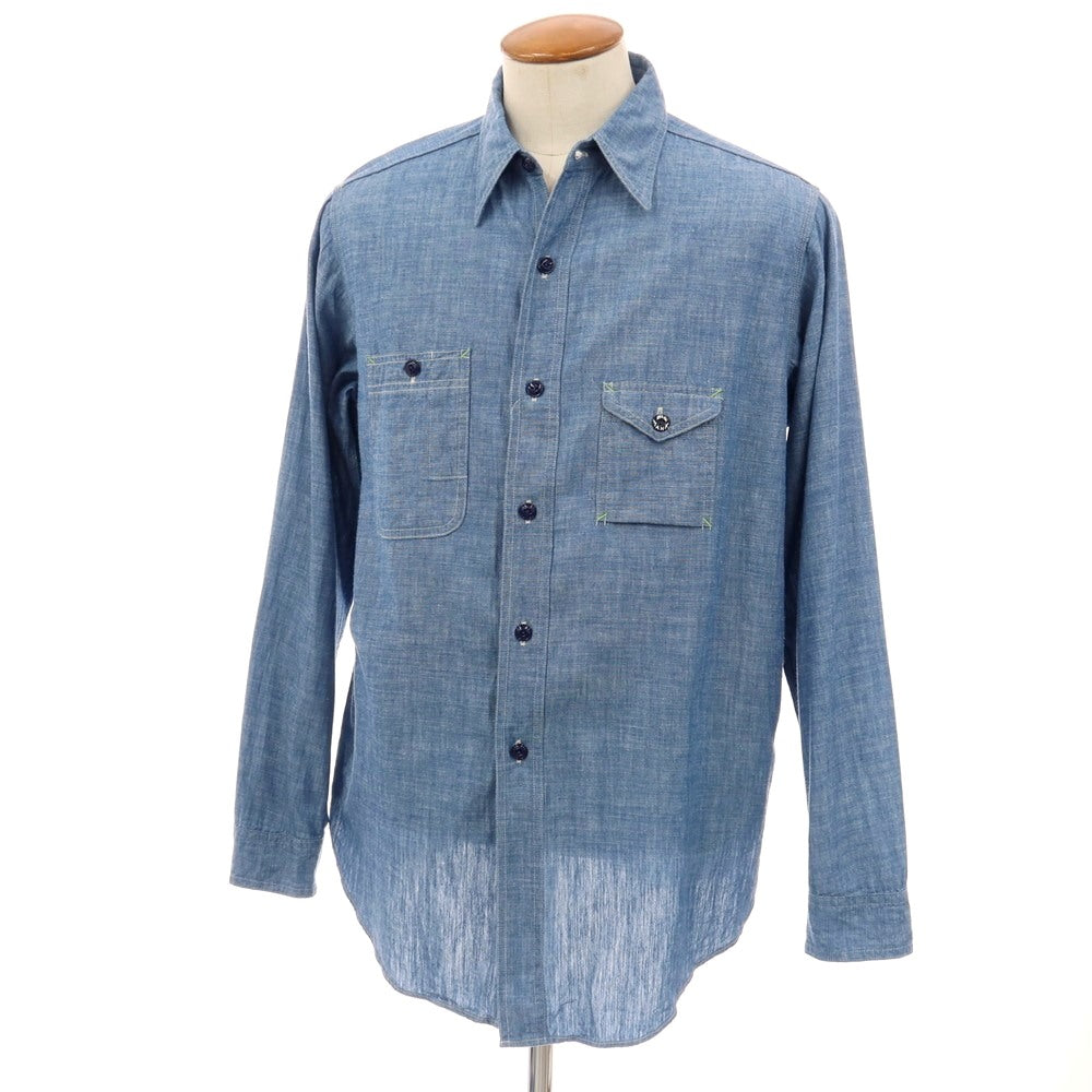 【中古】アナトミカ ANATOMICA × BIG YANK コットン シャンブレー ワークシャツ ブルー【サイズ16】【 状態ランクB 】【 メンズ 】