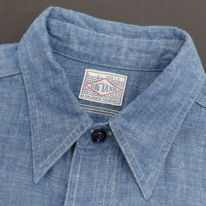 【中古】アナトミカ ANATOMICA × BIG YANK コットン シャンブレー ワークシャツ ブルー【サイズ16】【 状態ランクB 】【 メンズ 】