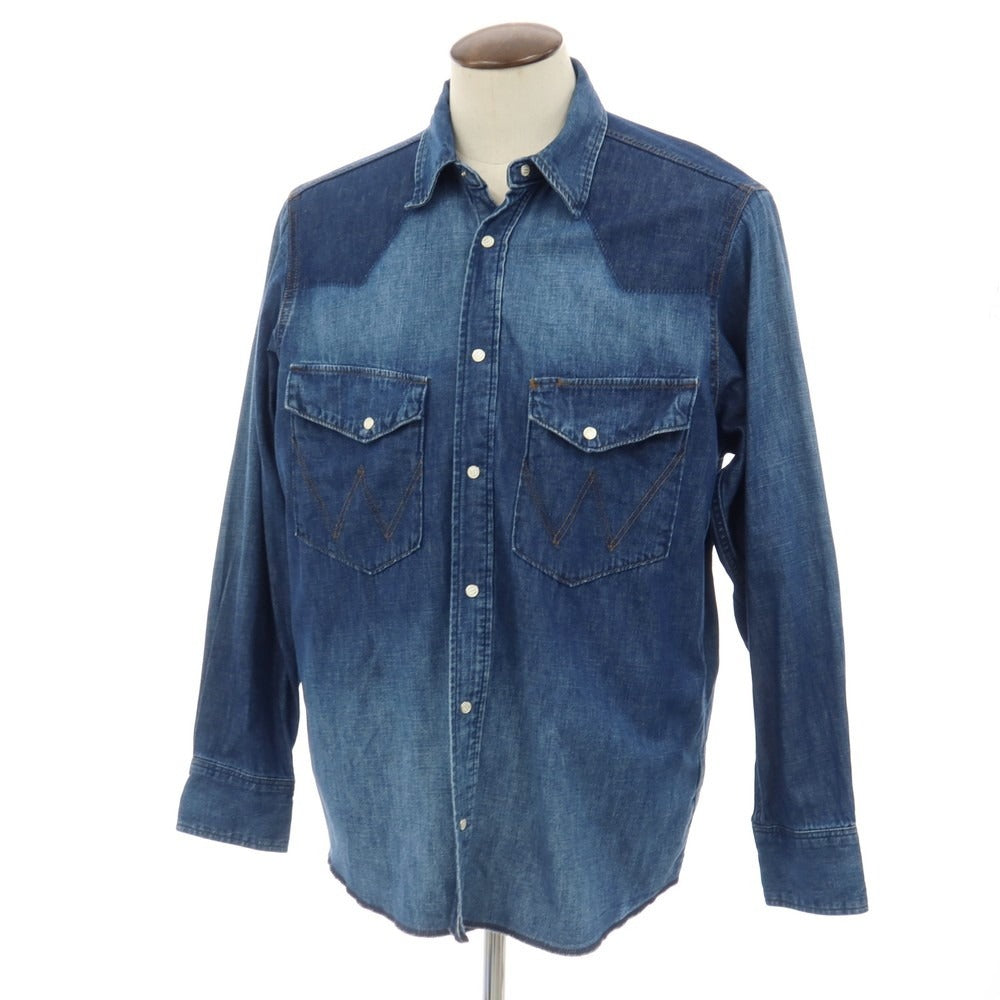 【中古】ラングラー Wrangler FOLL別注 コットン デニム ウエスタンシャツ ネイビー【サイズL】【 状態ランクB 】【 メンズ 】