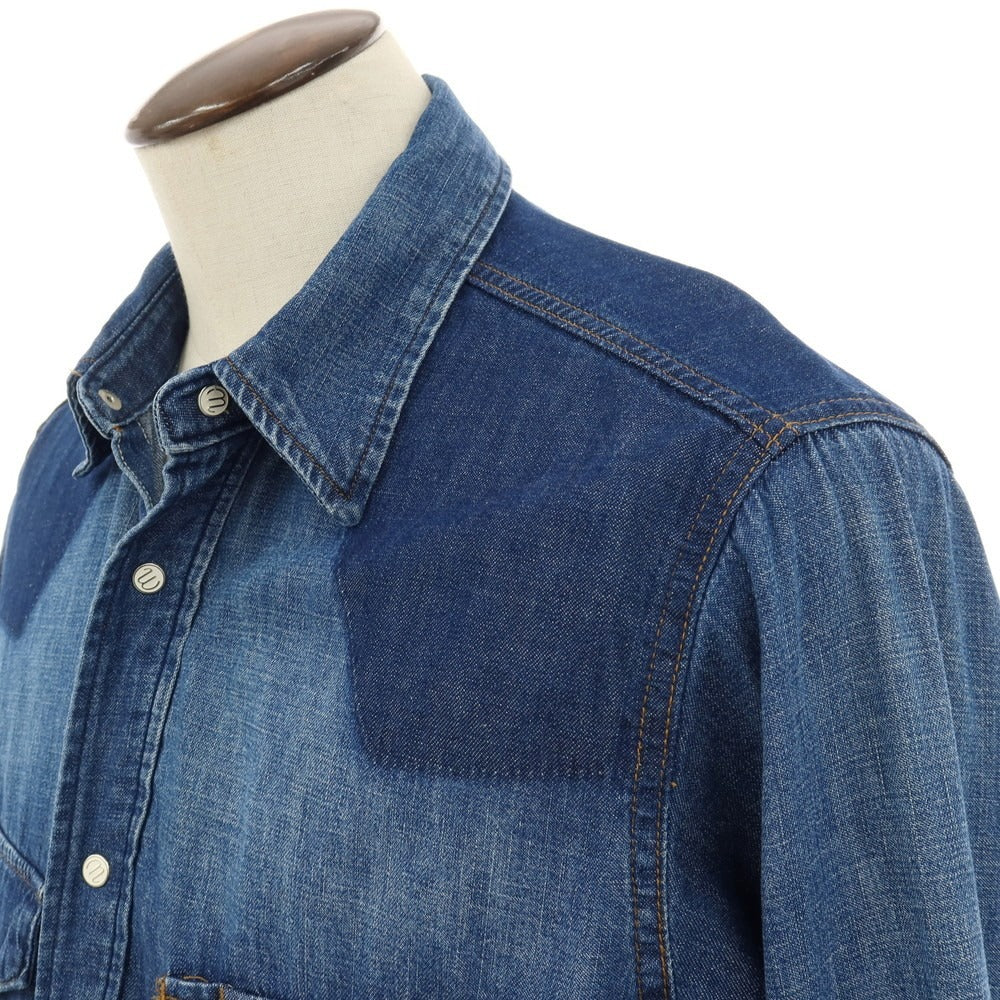 【中古】ラングラー Wrangler FOLL別注 コットン デニム ウエスタンシャツ ネイビー【サイズL】【 状態ランクB 】【 メンズ 】
