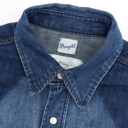 【中古】ラングラー Wrangler FOLL別注 コットン デニム ウエスタンシャツ ネイビー【サイズL】【 状態ランクB 】【 メンズ 】