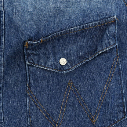 【中古】ラングラー Wrangler FOLL別注 コットン デニム ウエスタンシャツ ネイビー【サイズL】【 状態ランクB 】【 メンズ 】