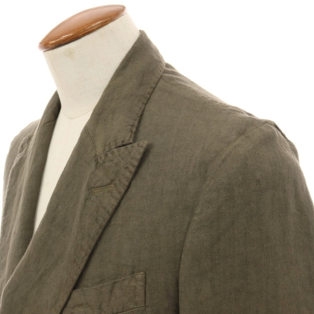 新品】ドルモア DRUMOHR リネン 6B ダブルスーツ オリーブ【サイズ48