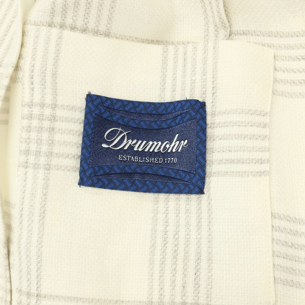 【新品】ドルモア DRUMOHR リネンウール チェック 2B テーラードジャケット ホワイトxグレー【サイズ48】【 状態ランクN 】【 メンズ 】